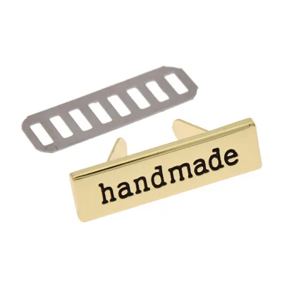 Light gold 10PCS/pack High Quality Alloy Labels Handmade Pattern For Jeans Shoes Bags Tags DIY Craft Decoration Accessories - Цвет: Light gold