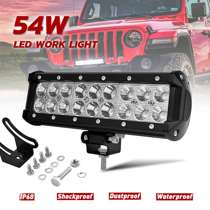 

10inch 54W Combo Beams LED Light Bar for Cars Led Work Light Bar for Trucks Car Tractors Offroad SUV 4WD 4x4 Boat ATV