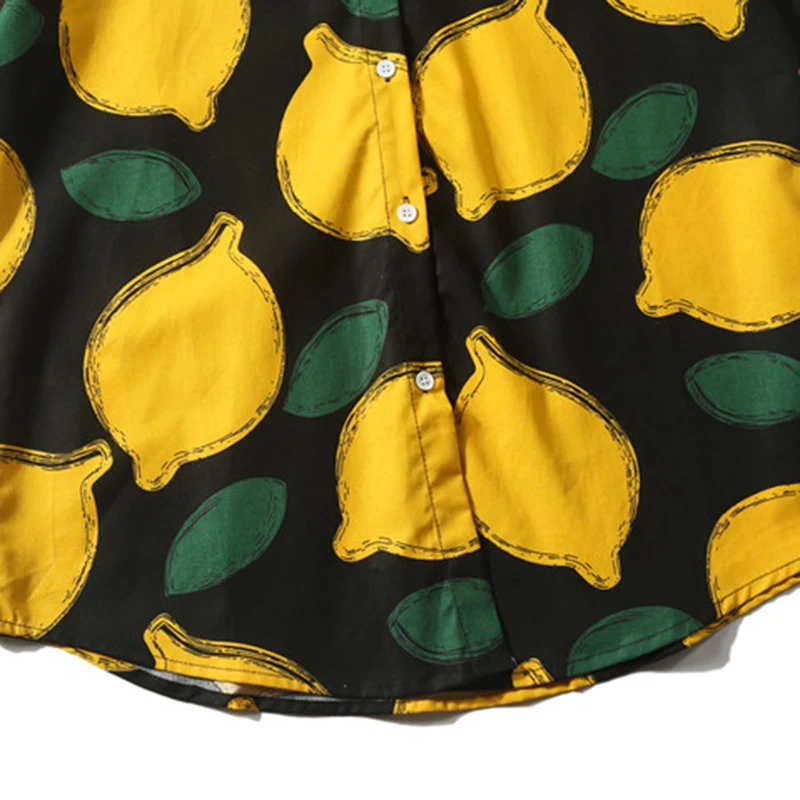 Асимметричная футболка с принтом лимона модные повседневные рубашки коротким