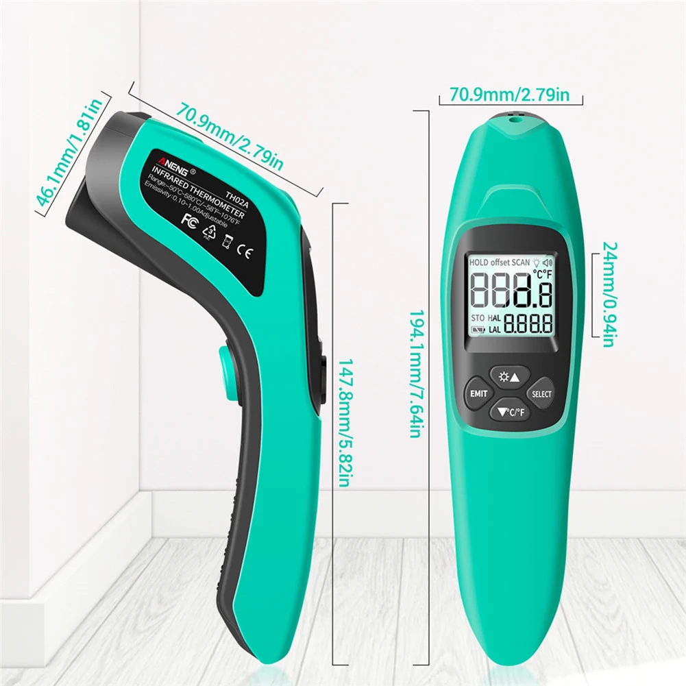 

LCD Digital Display Handheld Instant Read Laser Infrared Thermometer Non-Contact IR Forehead Body Temperature Gun Meter