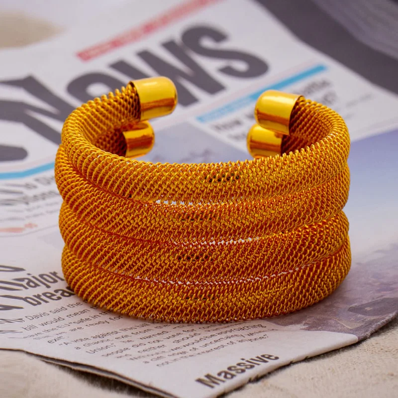 

Wando 4Pcs/lot Gold Color Ethiopia Dubai Arab Cuff Bracelet Bangles for Women Kuwait Oman Wedding Jewelry African Gifts