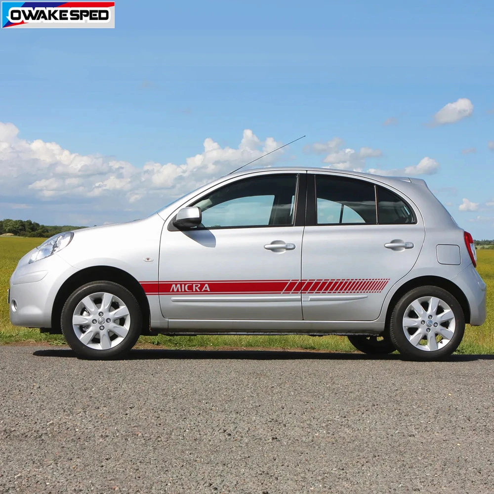 Двусторонняя наклейка на дверь автомобиля для Nissan Micra спортивные полосы гоночный