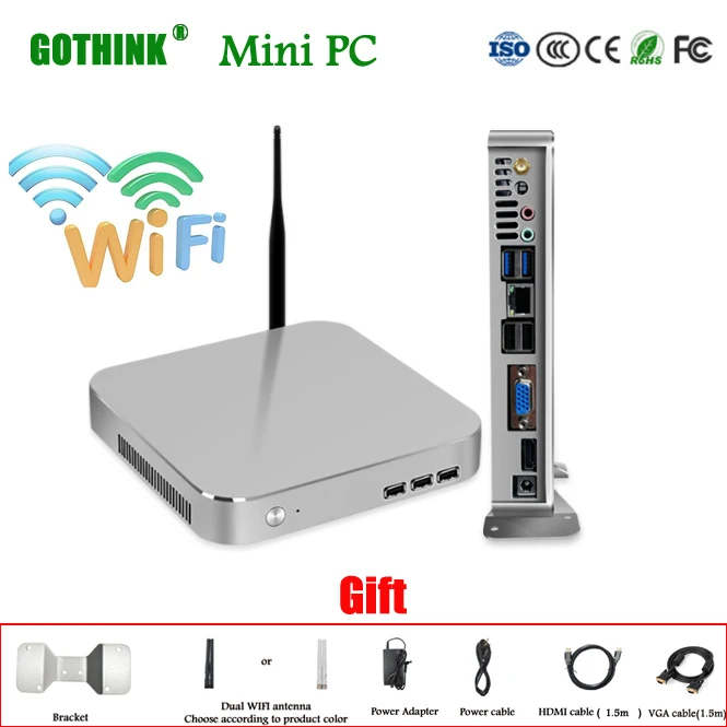 GOTHINK мини-ПК с WiFi 4K Intel Core i7 5500U 8G 256G двухъядерный четырехъядерный 2,4 ГГц Поддержка WIN7/8/10 LINUX карманный ПК HDMI