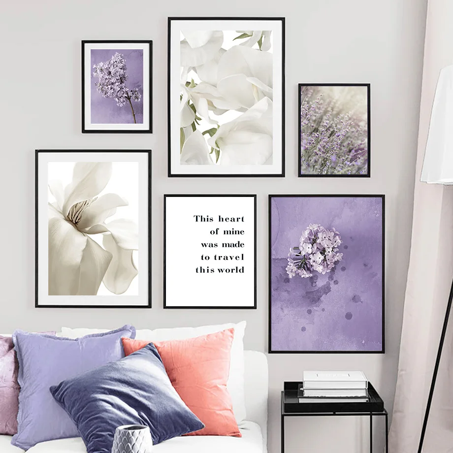 

Lilac Lily Purple Magnolia Nordic Posters and Prints Sand Sea Beach Wall Art Canvas Painting Wall Pictures for Living Room Decor