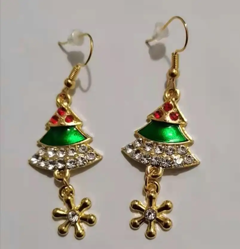 

DANESLUECY Christmas Tree Dangle Earrings for Women crystal Statement Pendientes