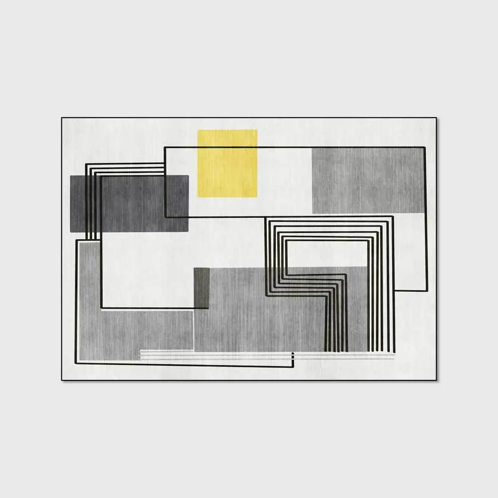 

Fashion European color block line stitching gray rug living room sofa bedroom doormat bedside carpet furniture floor mat tapis