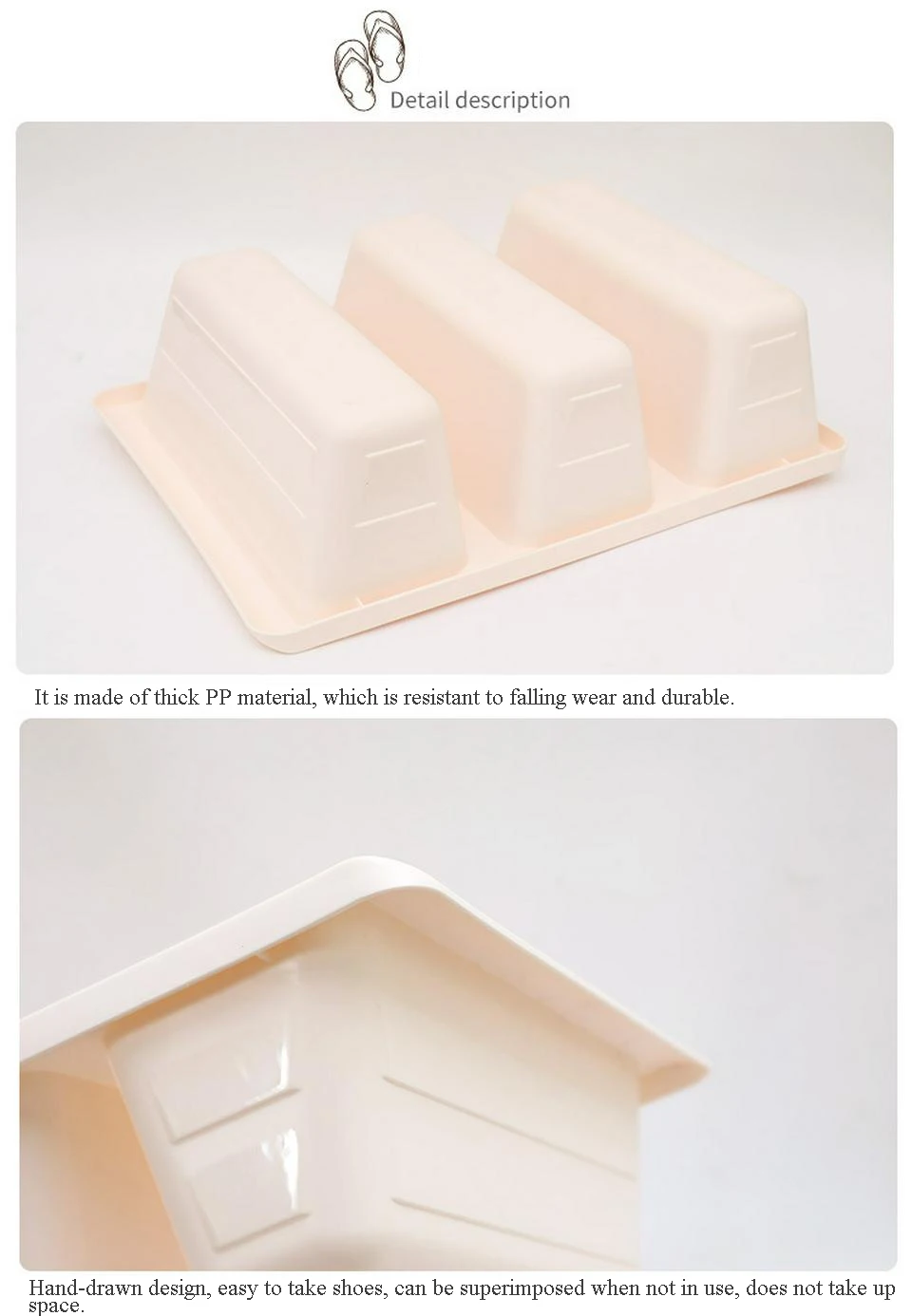 Three-grid Vertical PP Plastic Shoes Storage Boxes Simple Integrated High Capacity Slippers Shoe Bracket Racks Home Storage Box