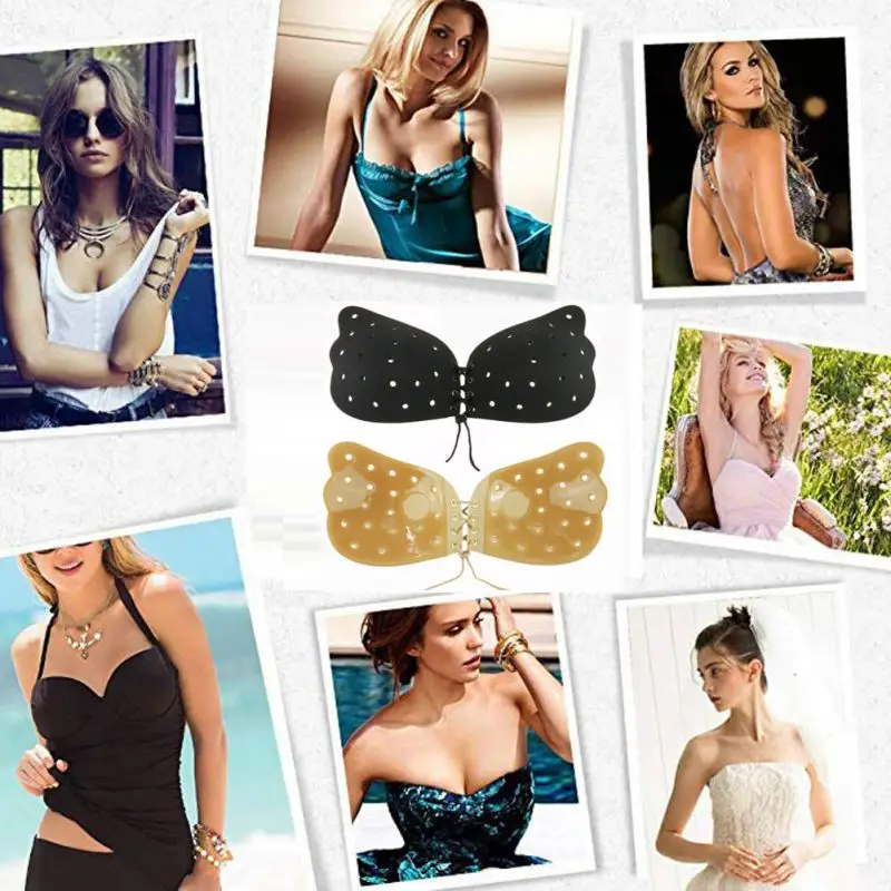 

Women Invisible Bra Stick Gel Silicone Bras Solid Push Up Self Adhesive Bra Strapless Blackless Women's Sexy Lingerie Underwears