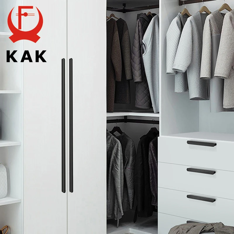 Фото KAK American Style Black Cabinet Handles Aluminum Alloy Kitchen Cupboard Pulls Drawer Knobs Long Furniture Handle Hardware №3