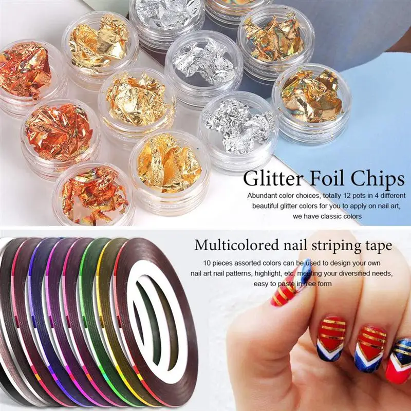 

44pcs Versatile Nail Art Tool Kit Nail Art Brushes Tape Dotting Painting Pens Nail Accessories Nail Tool For Practice Learner