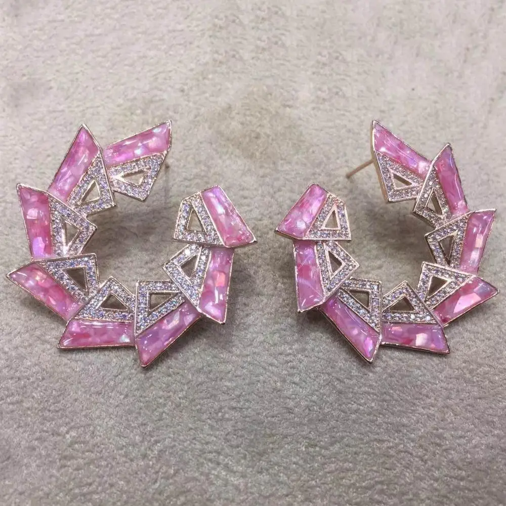 Женские серьги с фианитами GODKI модные эффектные свадебные геометрическим