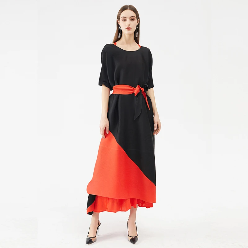 Красивое Летнее осеннее мусульманское платье Женский костюм плиссированная