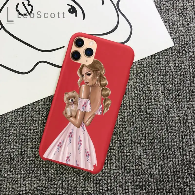 

VOGUE Christmas Princess Girl Female Phone Case Candy Color for iPhone 11 12 mini pro XS MAX 8 7 6 6S Plus X 5S SE 2020 XR