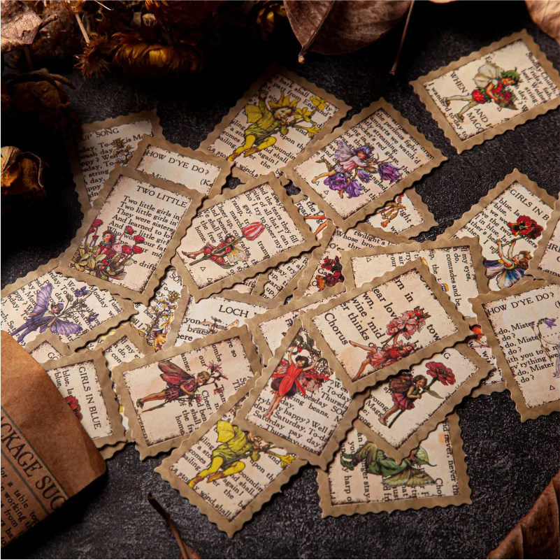 JIANWU 50 шт. винтажная наклейка с печатью в упаковке Kawaii художественный узор