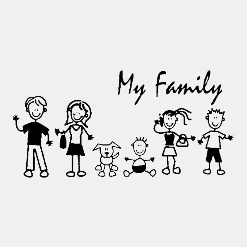 

Car Sticker Family Car Sticker PVC Decal Fashion My Mom Child Baby Cat and Dog Car Decoration Accessories Black/White, 20cm*10cm