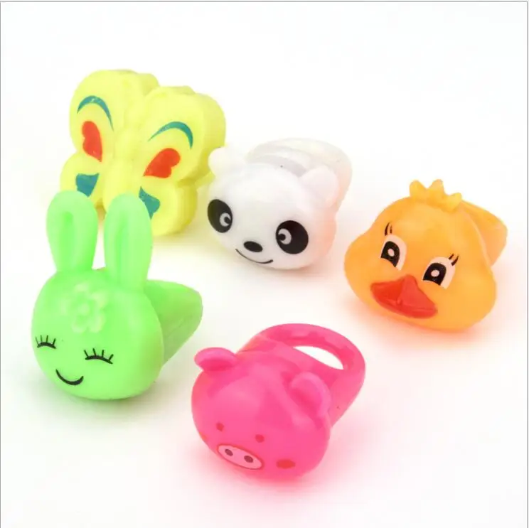 50 шт./лот светодиодные Мультяшные животные светящиеся кольца с мягким светом