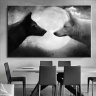 Черно-белая картина крутой волк на холсте современный постер с животными и оформление интерьера гостиной