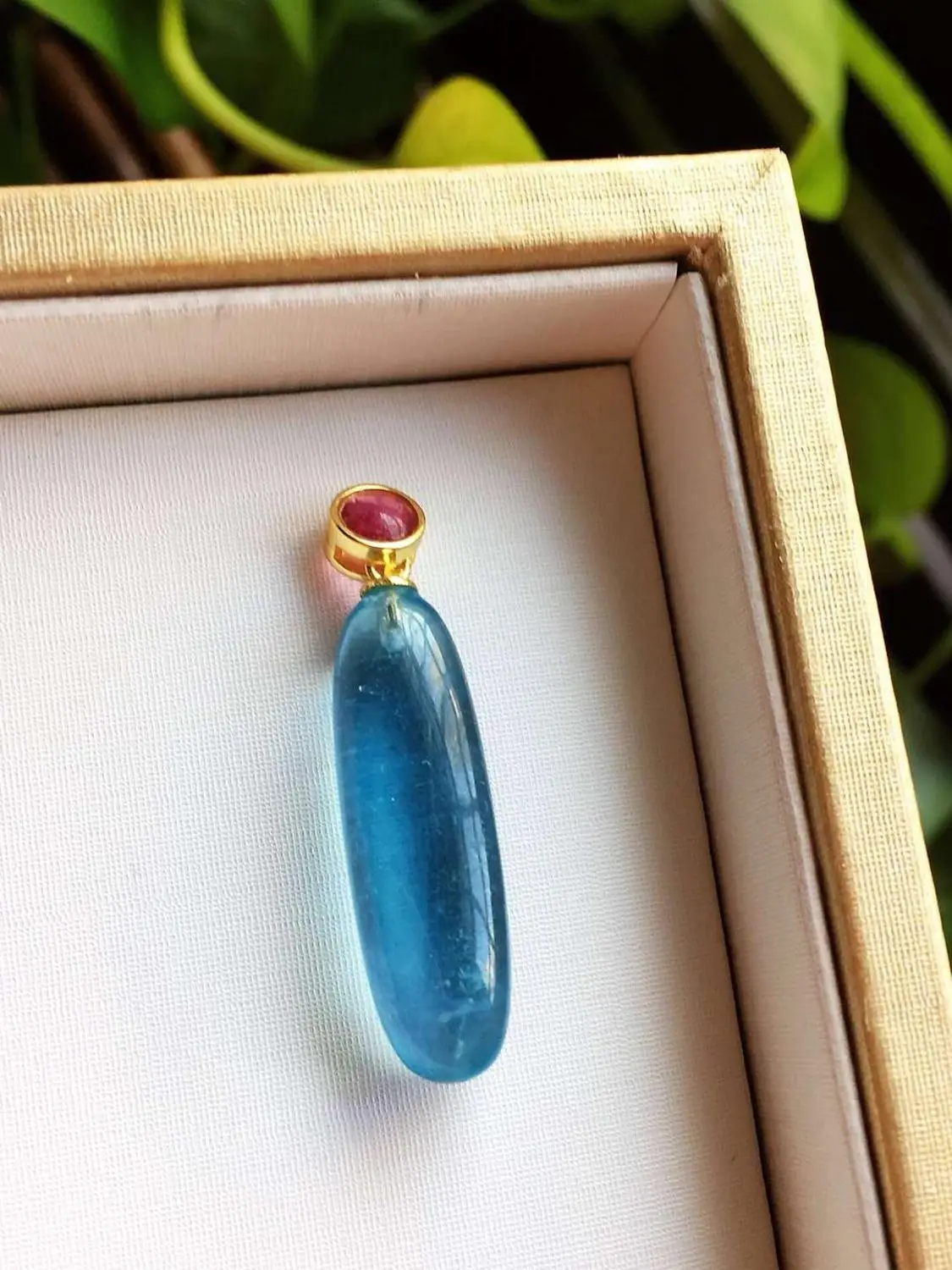 Аквамариновое ожерелье из натурального синего камня 28x9x8 мм с подвеской Подарок