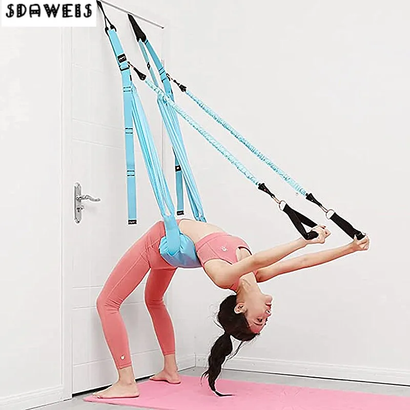 Sdaweis Anti-Gravity Aerial Yoga Strap Adjustable Stretch Straps Gym Hanging Hammock Multilayer Fitness Pilates Bands | Спорт и