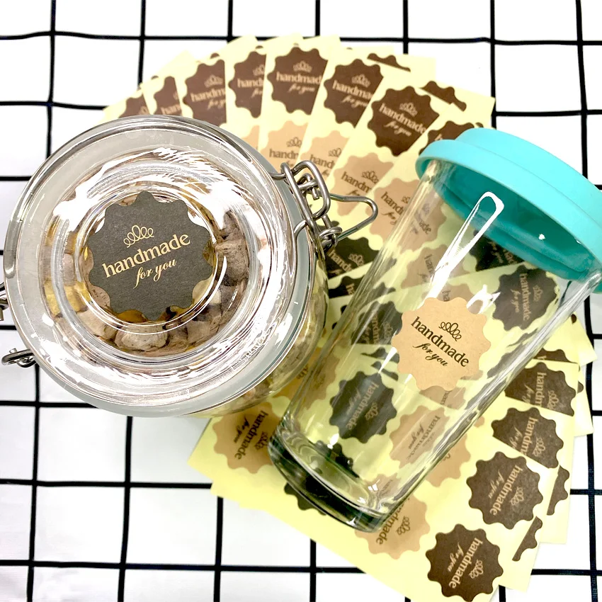 1200 шт./лот цветок круглый дизайн ручная работа для вас наклейка из крафт бумаги с