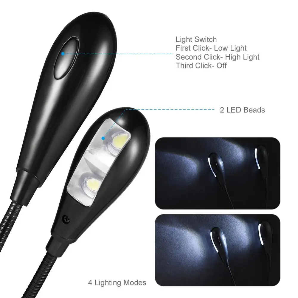 6500K 4 LED Beads USB Перезаряжаемый светильник для чтения книг с зажимом светодиодный 8 светодиодный s лампа для чтения компактный Luz 4 режима яркости светильник s 5V 4 светодиодный кронштейн настольные лампы - Испускаемый цвет: 6500K 4 LED Beads