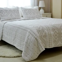 pure cotton white embroidered quilt three piece bed cover pillowcase queen bedding set 228cm228cm 234cm269cm dedicated