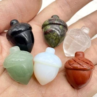 natural stone quartz crystal hazelnut carved pine cones nuts acorn fruit pendant jewelry making ornament collection gifts 6pcs