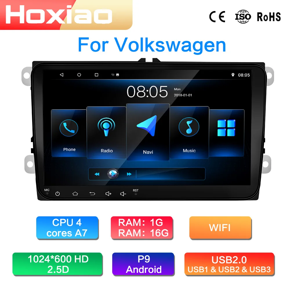 Android автомобильный Радио gps навигация для VW Volkswagen Skoda Octavia Golf 5 6 B6 B7 Polo Tiguan 2 DIN