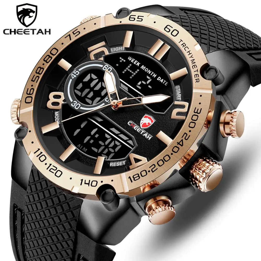 Топ люксовый бренд CHEETAH мужские часы модные спортивные наручные Цифровые кварцевые аналоговые часы водонепроницаемые мужские часы Relogio Masculino