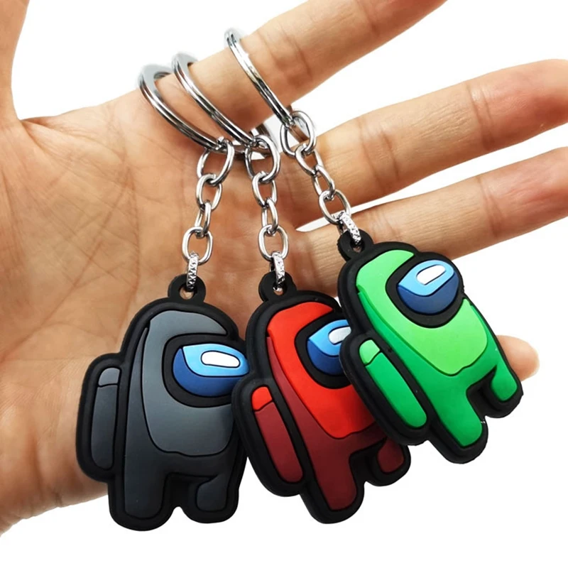 

2021 1PC Hot Games Among Us Series Keychain PVC Soft Colourful Keychains for Car Keys Decoration Bag Pendants Accessories Gift