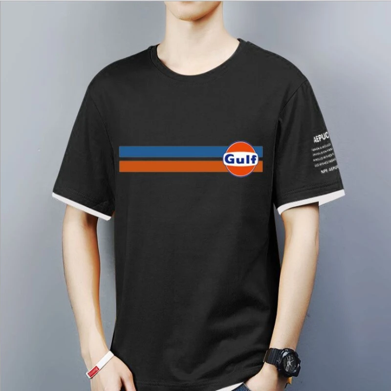 

NEW Mens Short Sleeve race GULF motorcycle T-shirt Summer casual male solid colour Fashion HipHop Harajuku Men Clothe