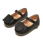 Обувь для маленьких принцесс, детские кожаные туфли для девочек, кроссовки на плоской подошве с мелким носком и геометрической формой, SMG055