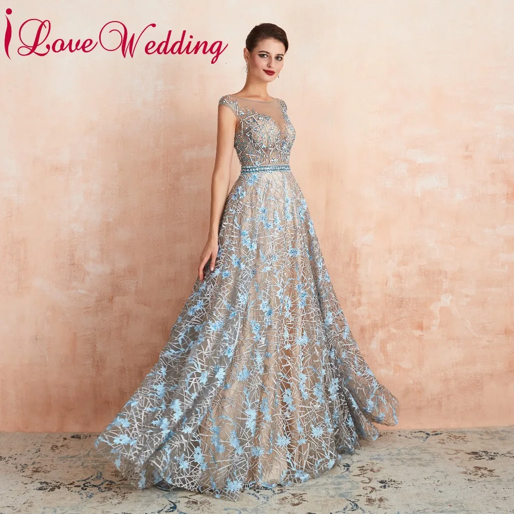 ILoveWedding длинное платье ТРАПЕЦИЕВИДНОЕ кружевное торжественное платье вечернее платье с кристаллами и бисером сексуальное платье для выпускного вечера вечерние платья