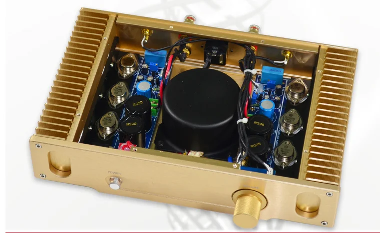 

Upgraded version of Hood 1969 18W+18W gold-enclosed hifi enthusiast-grade amplifier