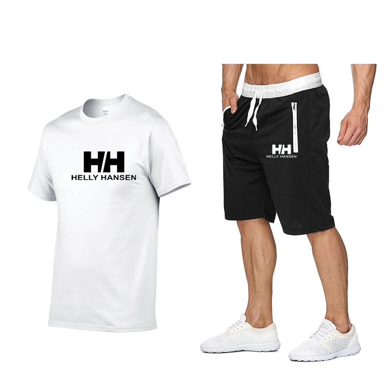 

2021Summer New Fashion Trend Men's Suit Personalized Fashion Printing Sports Short-Sleeved T-shirt + Sports Casual Short Suit