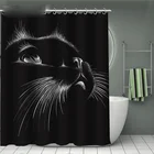 Занавеска для душа в ванную комнату, водонепроницаемая занавеска разных размеров с рисунком кота и красивого большого глаза, для украшения ванной комнаты