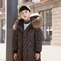 winter 2021 children fashion fur collar warm down jacket boys windproof and thick long coat large size childrens cold clothing
