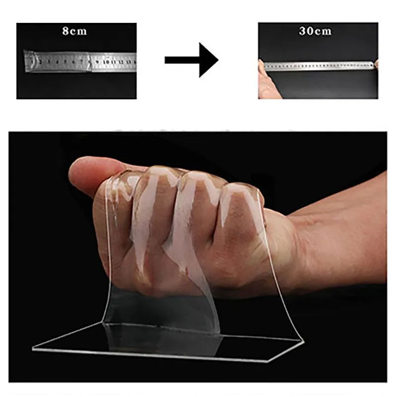 

1/2/3/5m Reusable Double-Sided Adhesive Nano Traceless Tape Sticker Adhesive Loop Disks Tie Glue Gadget bathroom kitchen tools