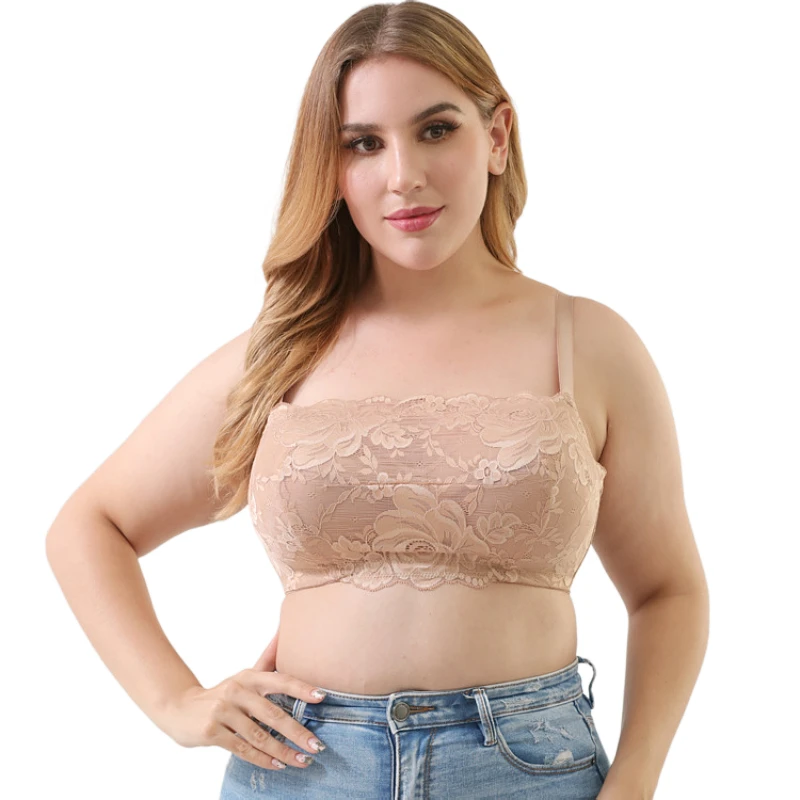 

2021 New Women's Tube Top Bra Crop Tops wireless Underwear Tank Sports Top Sexy Lace Underwear Plus Size Brassiere 85E 110F bh