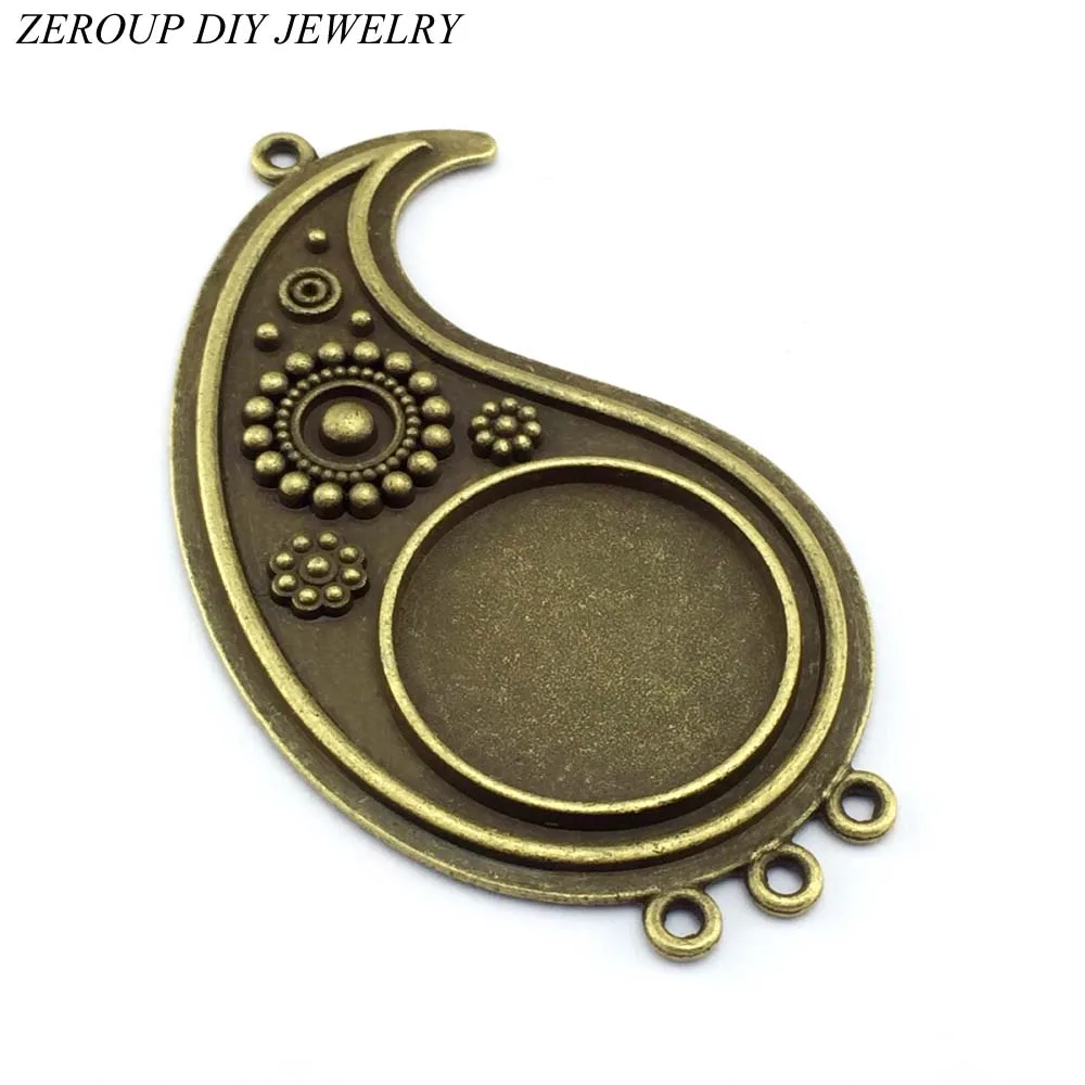 

2pcs/lot 25mm DIY Flat Back Jewelry Finding Round Cameo Glass Cabochon Brass Blank Base Setting Pendant Tray