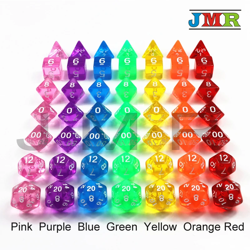 Совершенно новый набор 7pc-Die с конфетным эффектом для покера DnD D4 d6 d8 d10 d12 d20