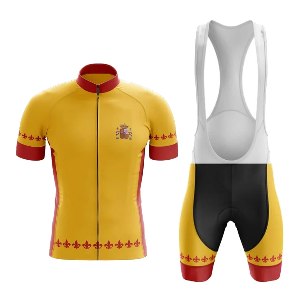 

2022 SPAIN Cycling Jersey Set Bib Short Gel Breathable Pad Maillot Ciclismo Bike Clothes Men Cycle Shorts Sports Team Quick Dry