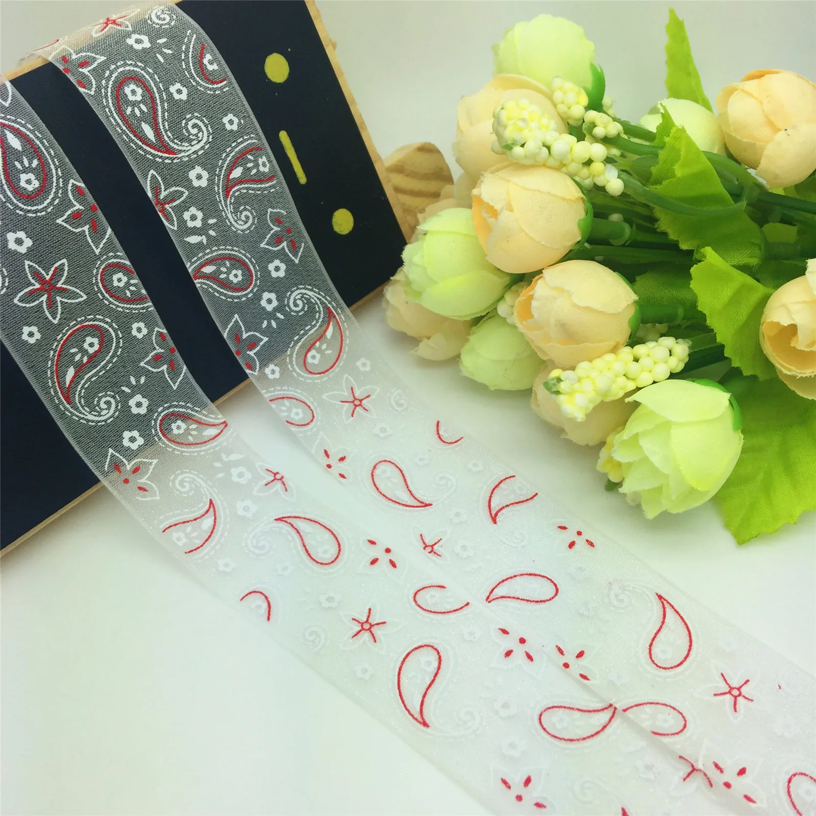 Новинка 5 ярдов 1 дюйм 25 мм разноцветная органза прозрачная лента бант для волос |