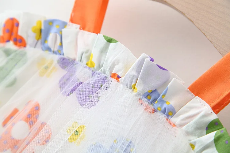 Summer New baby Sweet Flowers Cotton Dress + Bow Hat Girls Sleeveless Princess kids girl cloths |