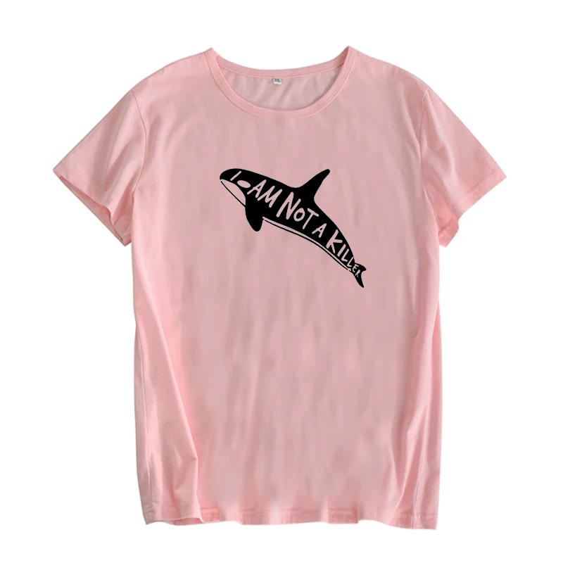 Женская футболка Not a Killer Whale с принтом Харадзюку белая Черная|tee shirt femme|shirt femmeblack tee