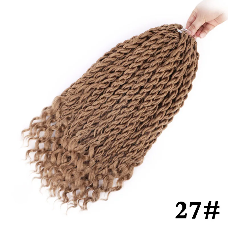 Элегантные Музы богемные вязанные косички Faux locs Curly вязанные волосы 18 дюймов 24 пряди Омбре косички для наращивания синтетические волосы - Цвет: #27