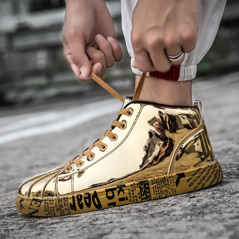

Spring Women Shoes High Top Leather Black Platform Sneakers Graffiti Couple Outdoor Walking Tennis Casual Shoes Woman N1-11