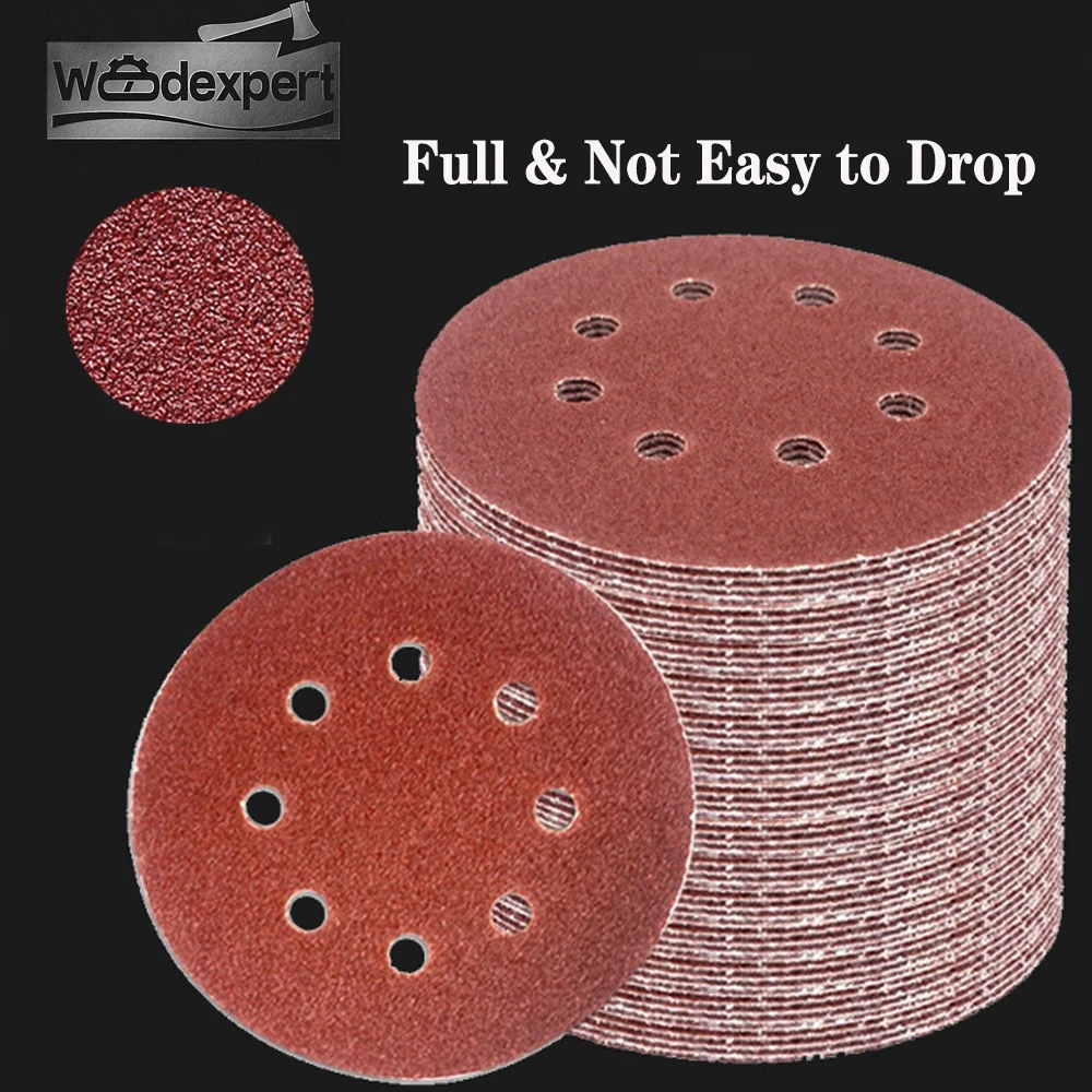 100Pcs 125mm 5Inch Round Sandpaper Eight Hole Sanding Disk Set 40-3000 Hook&ampLoop Abrasive Sander Paper Use for Polishing - купить по