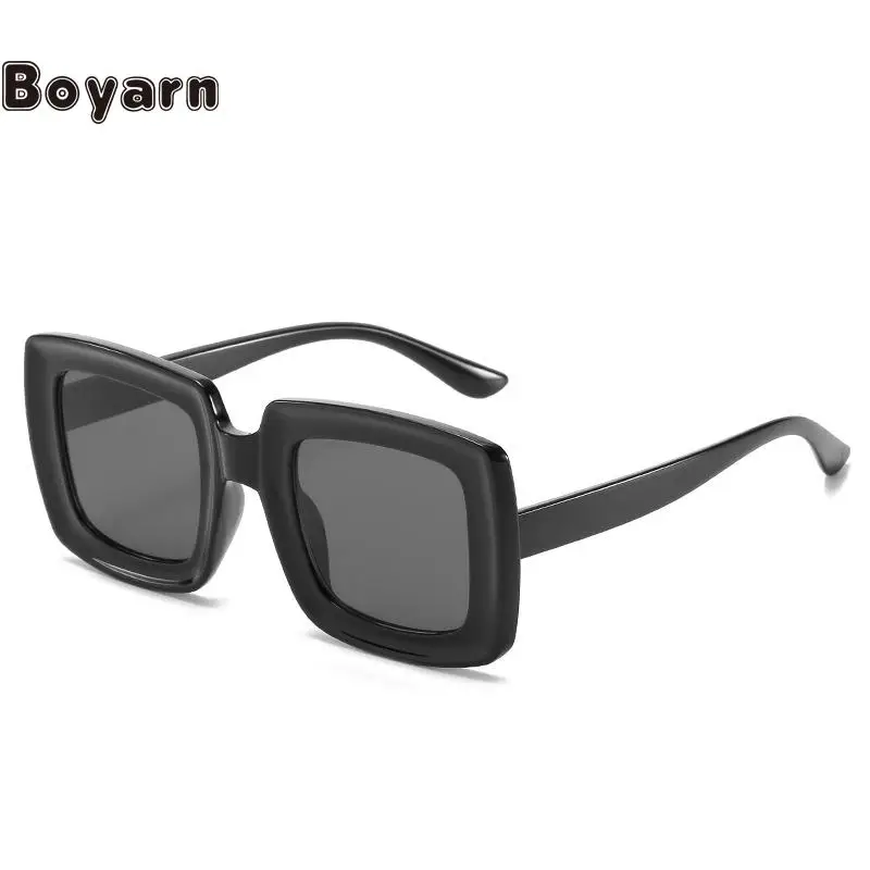 

Boyarn Black Square Oversized Sunglasses Women Big Frame Colorful Sun Glasses Female Mirror Oculos Unisex Gradient Shades UV400