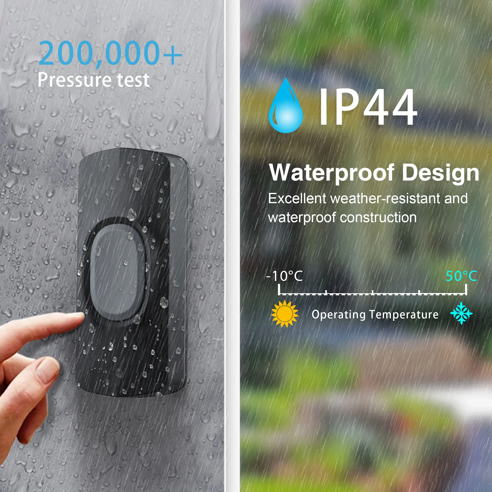 TeckNet Противоугонный дверной звонок беспроводной умный 32 Chime домашний IP44